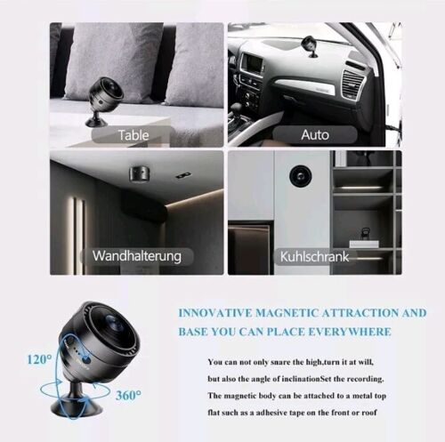 Mini-Kamera HD 1080P Überwachungskamera Außen WiFi kleben Nachtsicht Camera neu - Bild 7 von 9