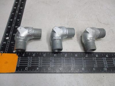 3/4'' ELM 90 Degree Male Threaded Conduit Fitting (Lot of 3)
