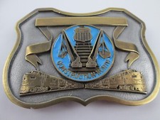 Union Pacific Railroad Construction North Third Main Line Brass Belt Buckle UPRR