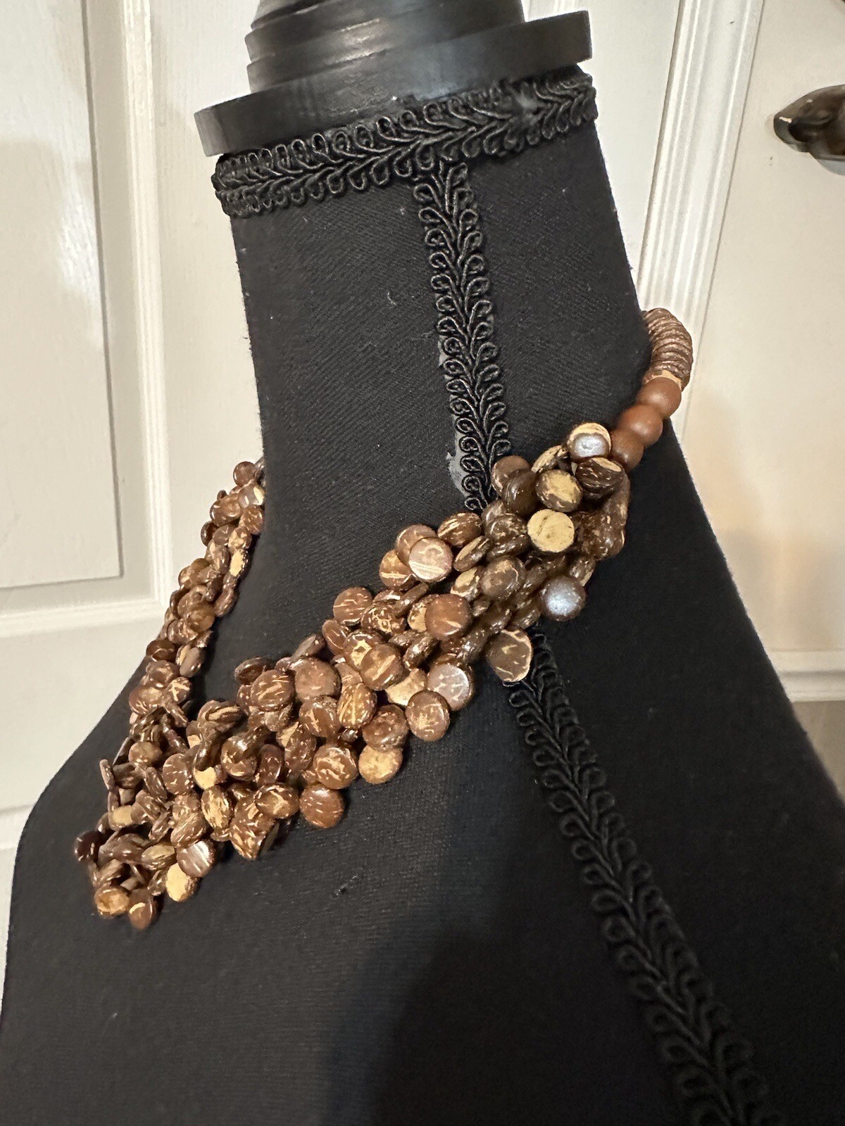 Vintage Boho MultiStrandTribalNecklaceWoodenBeads - image 6