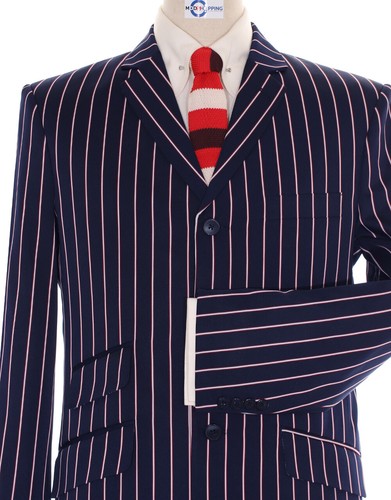 Bootsblazer | marineblau und weiß gestreifter Blazer - Bild 3 von 6