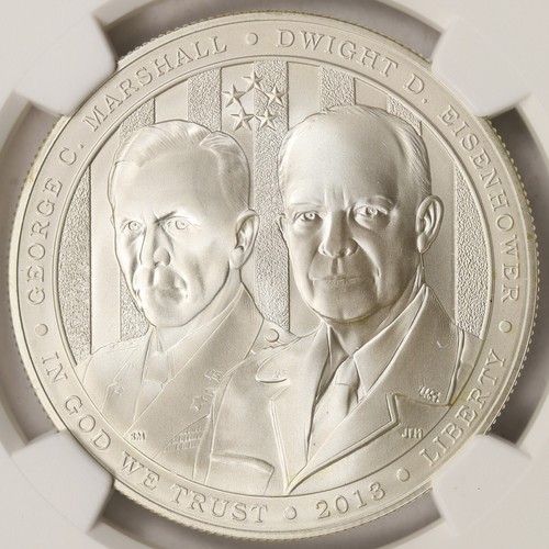 2013-W $1 5-Star Generals Marshall & Eisenhower Silver Dollar NGC MS70 - Picture 3 of 4