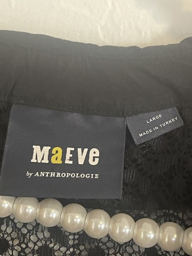 maeve by anthropologie Size L Black Lace Top With Collar - Picture 2 of 3