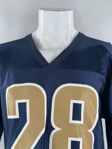 VINTAGE Marshall Faulk #28 St. Louis Rams NFL Jersey Men’s M Blue Poly YGI C5-20 - Picture 6 of 14