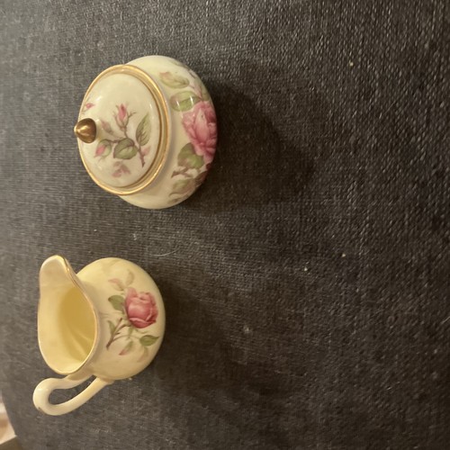 Crown Staffordshire Fine Bone China Cream & Sugar Mini Miniature Lovely - Picture 4 of 7