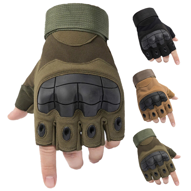 Guantes tácticos protección de nudillos antideslizantes entrenamiento militar caza sin dedos