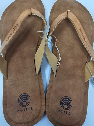 High Tide Flip Flops Sandal Tan Women’s 9 Slip On Beach Casual New - Picture 3 of 8