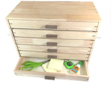 Estuche de almacenamiento de herramientas de madera con 6 cajones Bandeja de gabinete de madera maciza Estuche de madera