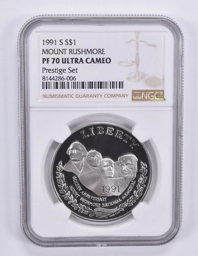 1991-S Mount Rushmore Commemorative Dollar Prestige Set PF70 UCAM NGC
