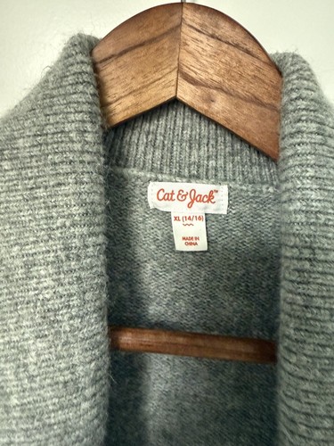 Heart Sweater Girls Size 14/16 Xl Warm Cardigan Gray Valentine, Trendy Clothes - Picture 3 of 5