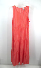 NWT A NEW DAY Maxi Dress Women Small Coral Striped Tiered Summer Smocked Cottage