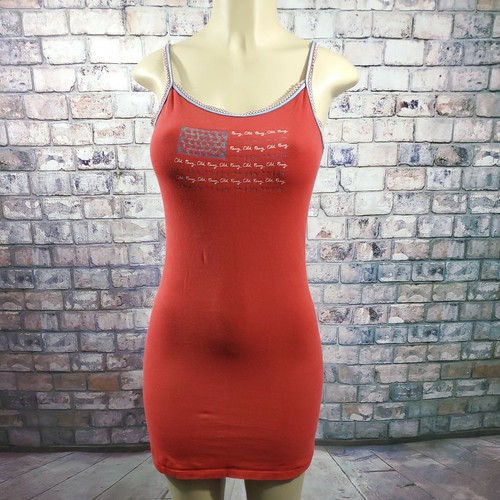 Girls Dress Long CAMI TANK Mini DRESS Spaghetti Strap Stretch Tunic US Flag Sz L - Picture 6 of 12