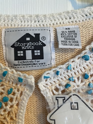 NWT Storybook Knits VTG Turquoise Treasures Cardigan XS Knit Art to Wear Artsy - Picture 5 of 7