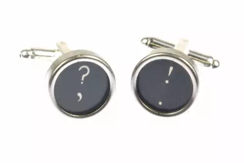 !+? Manschettenknöpfe Vintage Schreibmaschinentaste Miniblings Fragezeichen swz