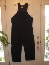 BERNE WORKWEAR OVERALLS INSULATED BLACK PANTS W/ ADJ STRAPS - XL