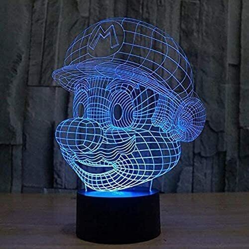 3D Mario Night Light USB Touch Switch Table Desk Optical Illusion Lamps 7 Color - Picture 3 of 11