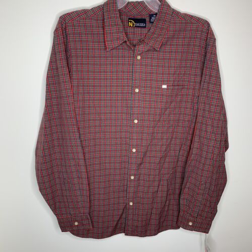 NWT Nautica Jeans Co Mens XXL Red Plaid Long Sleeve Button Up 