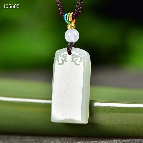 True Hetian Jade Nephrite peace amulet Jewelry Jade Pendant Certificate平安无事牌 - Picture 3 of 6