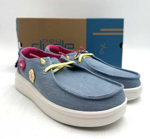 Hey Dude WENDY YOUTH RISE Unisex Kids' NEW Slip On Shoe Blue US Size 6 Medium