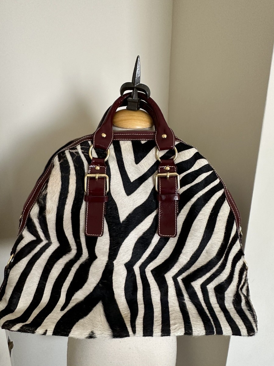 Guia's 1964 Zebra Animal print Patent Satchel Bag Gold Red Guia's 1964 Zebra Animal print Patent Satchel Bag Gold Red