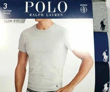 Polo Ralph Lauren SLIM FIT 3 Pack Cotton Crew Neck T Shirt $42, WHITE OR COLOR
