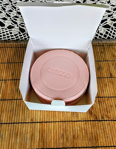 Citizen Pink Leather Hat Box For Ladies Watch With Outer Carton