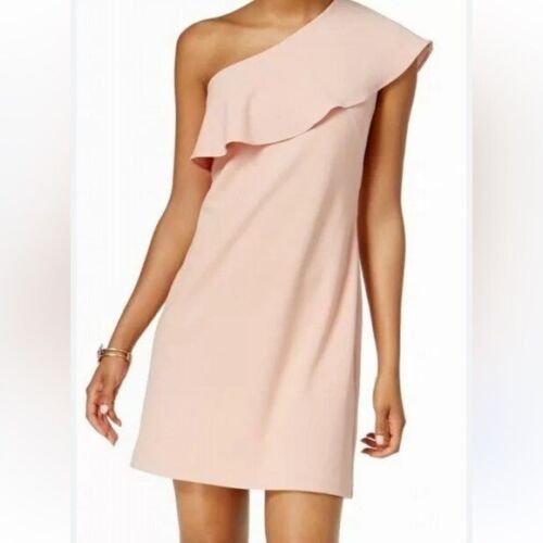 NEW Julia Jordan Women's One Shoulder Ruffled Sheath Dress Blush Size 2