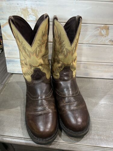Justin Work Boots 13D Stampede Collection Cowboy/ Western Brown Leather WK4660