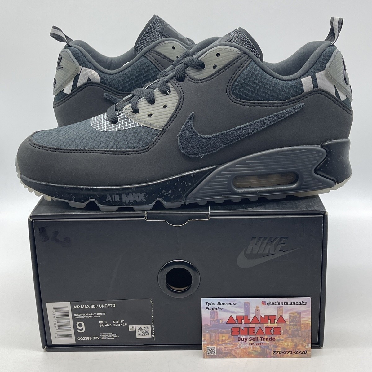 Size Nike Undefeated x Air Max 90 Anthracite Black Grey Suede