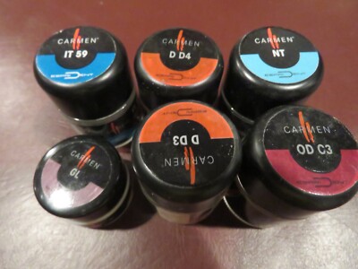 CARMEN  Vacuum Porcelain Lot of 5X15g Dentin & Enamel plus 1 powder glaze jar +