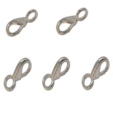 5 PC Stainless Steel 3/4" Marine Boat Fixed Eye Fast Snap Hook Key Chain 330 LB