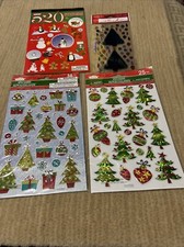 Christmas sticker lot 4 Packs Trees Ornaments Snowman Holiday Scrapbook Craft.