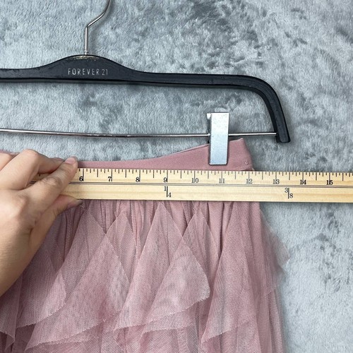 Maxi falda de tul con capas de coqueta de hadas pequeñas capas con volantes rosa polvorienta romántica - Imagen 3 de 5