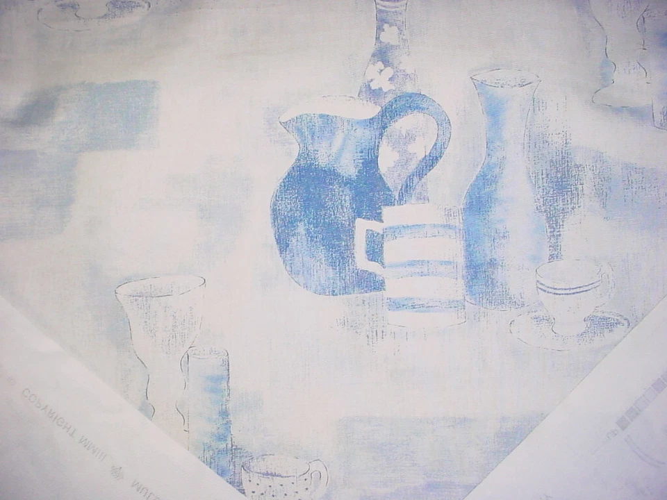 Tela de tapicería para cortinas de algodón azul blanco 5Y Mulberry Lee Jofa Bodegón Foto 3 de 4