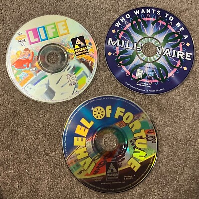 3 Vintage CD-Roms: Life, Wheel of Fortune, & Millionare
