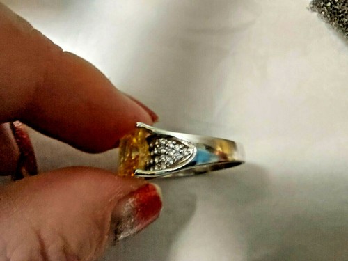 SZ 10* HSN VW? PRINCESS CUT CANARY YELLOW/CLEAR ABSOLUTE CZ RING SS - Picture 12 of 24