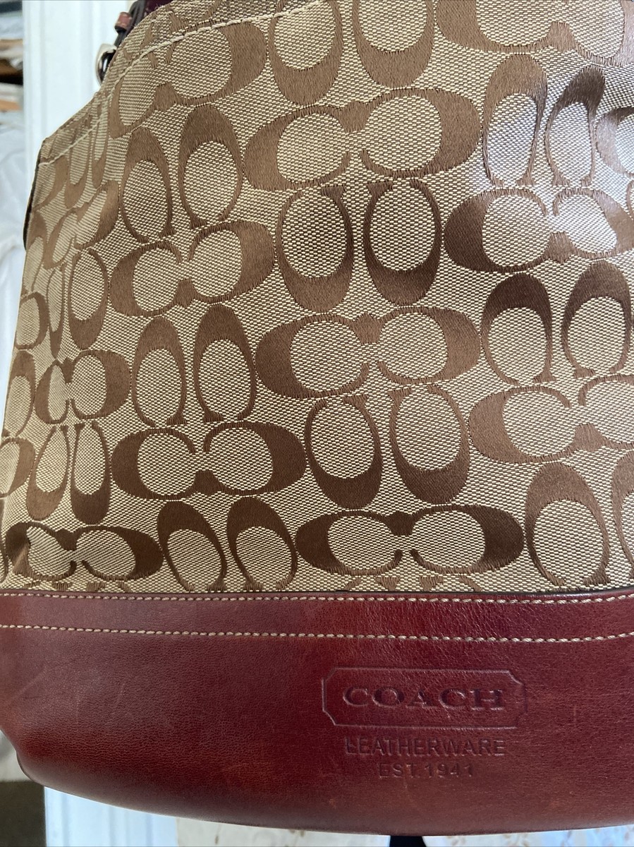 Coach-“C” Logo Canvas-Brick Leather Strap/Trim-No C0885