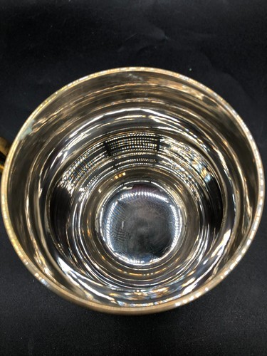 Vintage Solid Brass Mug / Vase - Hand Engraved Floral Motif Red Velvet Box GOT - Picture 9 of 10