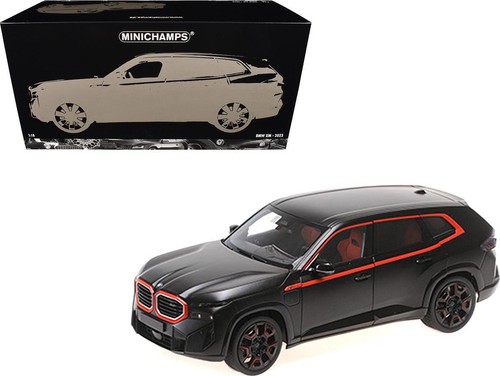 2023 BMW XM Matt Black with Red Stripes 1/18 Diecast Model Car by Minichamps - Picture 4 of 5