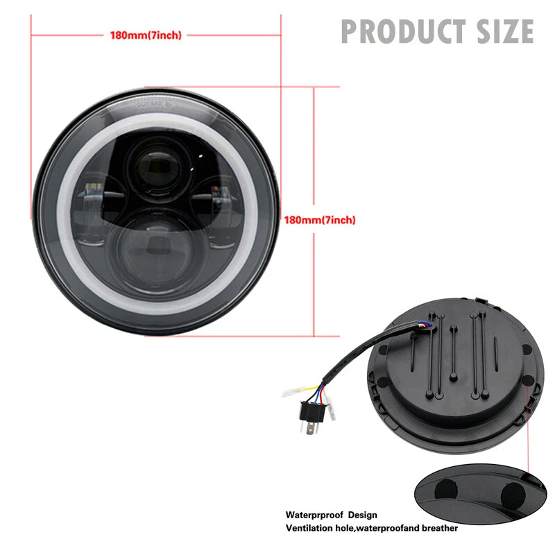 Faros LED redondos 75W para Harley Davidson FLD Touring modelos Softail de 7" EE. UU. Foto 4 de 4