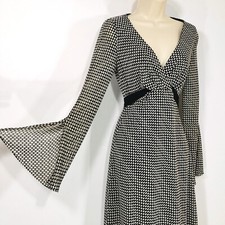 LIZ CLAIRBORNE Houndstooth Chiffon Sheer Dress Sz 4 Bias Cut Lined Fairy Whimsy