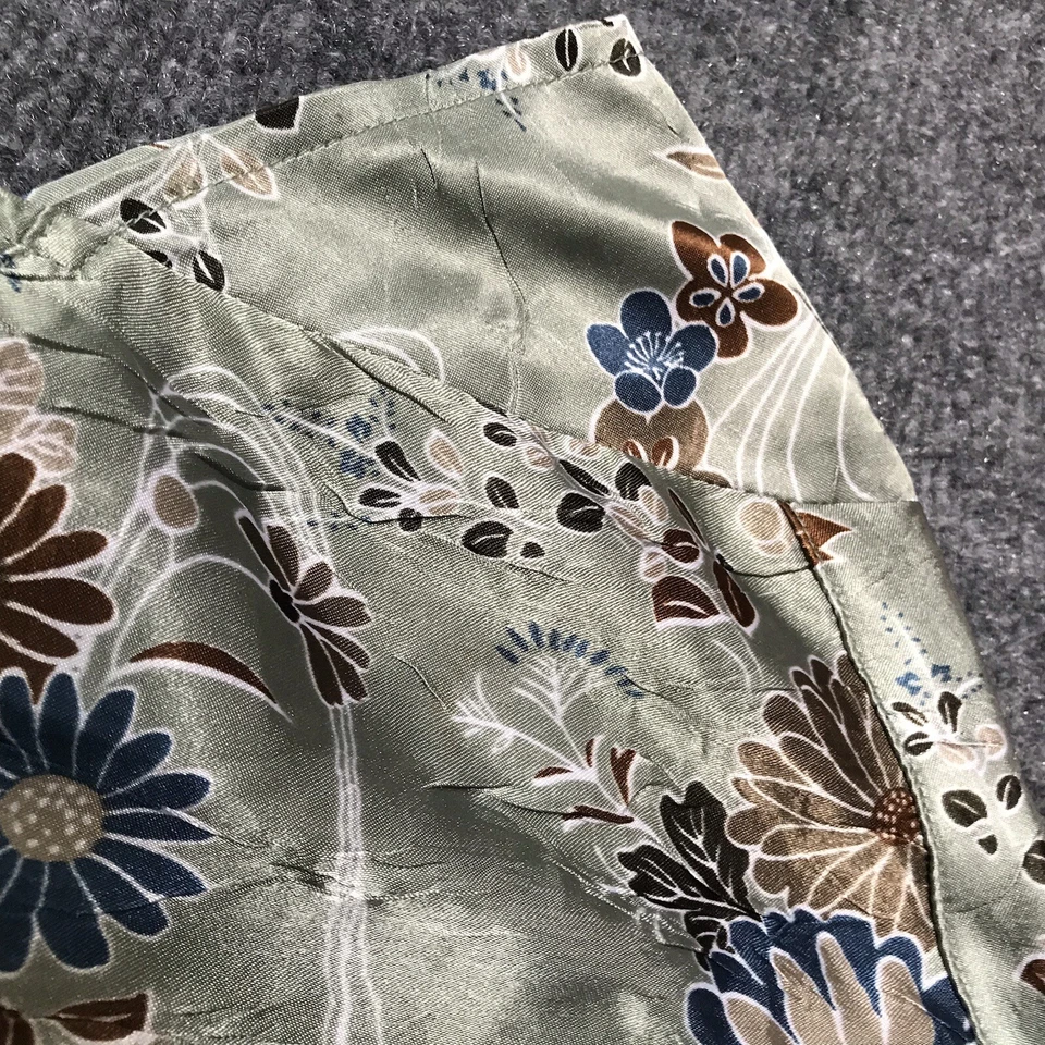 Vintage Y2K Top XL Asian Floral Wrap Satin Fairy Grunge Green Xhilaration - Image 4 of 4