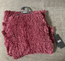INC International Concepts Women's Faux-Fur Scarf Burgundy Red One Size