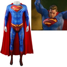 Game Superman Jumpsuit Cosplay Bodysuit Cloak Costume Adult Kids Halloween Suit