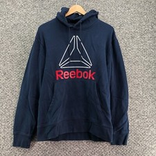 Reebok Pullover Hoodie Sweatshirt Blue Mens Sz M Fleece Lined Logo