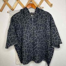 Diesel Giraffe Print Geometric Wool Zip-up Poncho