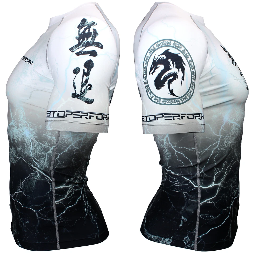 FX-303W NO RETREAT -White Skin Tight Compression Base layer Jiujitsu Rash guard - Image 4 of 4