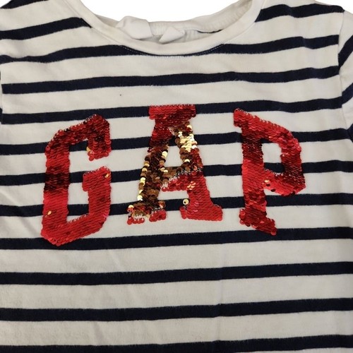 EUC Girl's GAP Sequin & Stripes T Shirt YOUTH SIZE XS - Picture 2 of 5
