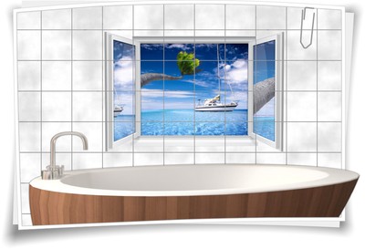 Fliesenaufkleber Fliesenbild Fliesen Fenster Aufkleber Badezimmer Bad