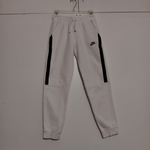 VYG NIKE Joggers Boy's Large Black Tag White W/ Hook & Loop Side Stripes Y2K 90s - Picture 8 of 15